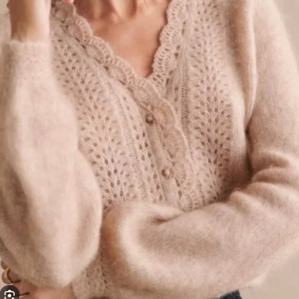 Sezane Angelie Cardigan Light Beige - Size XXS